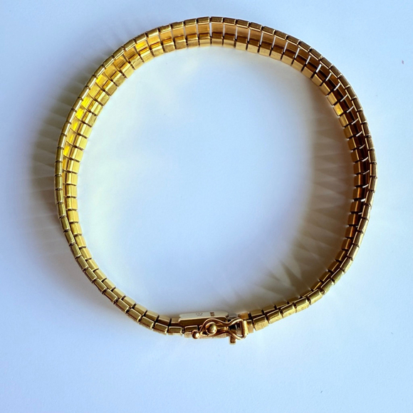 Estate 14K Solid Yellow Gold 10.5mm Rounded Omega Link Bracelet Italy Vintage - Picture 3 of 12